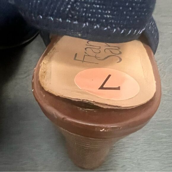 Franco Sarto Dawne Stretchy Denim Slingback Shoes Womens Sz 7‎ Blue Casual Heels - Picture 11 of 16